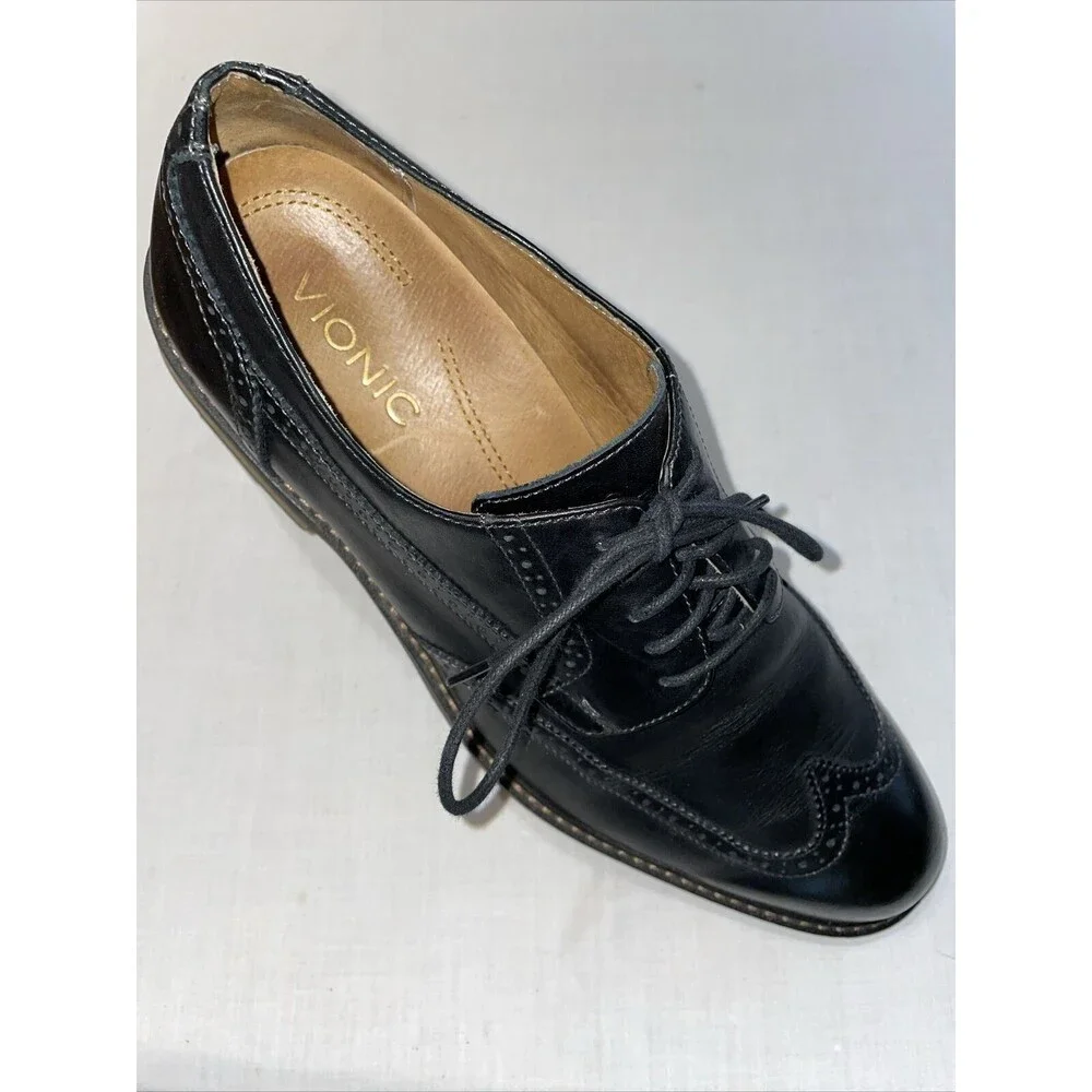 Vionic Dress Wingtips Mens Size 13 M Black Leather Oxfords Arch Support Comfort